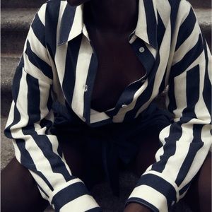 ZARA Striped Linen Blend Shirt